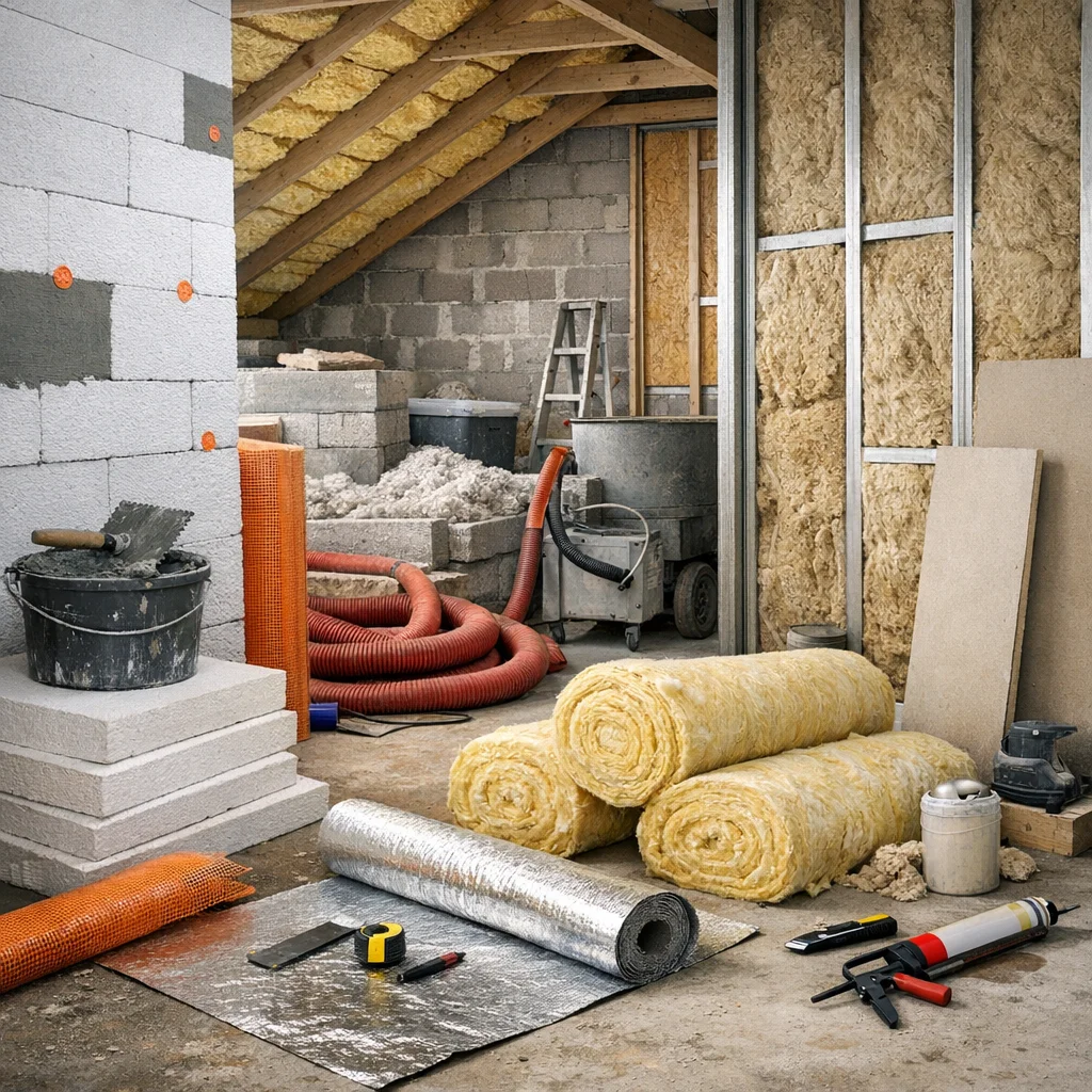 Équipe de Groupe Muller Trading sur un chantier d'isolation en Île-de-France