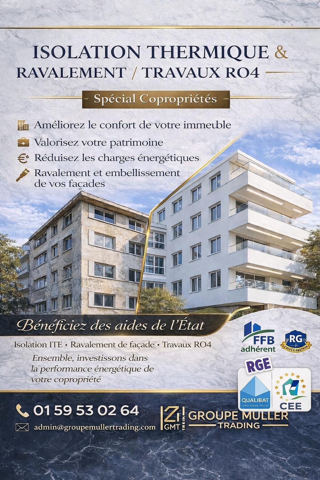 Chantier d'isolation thermique par l'extérieur ITE à Paris