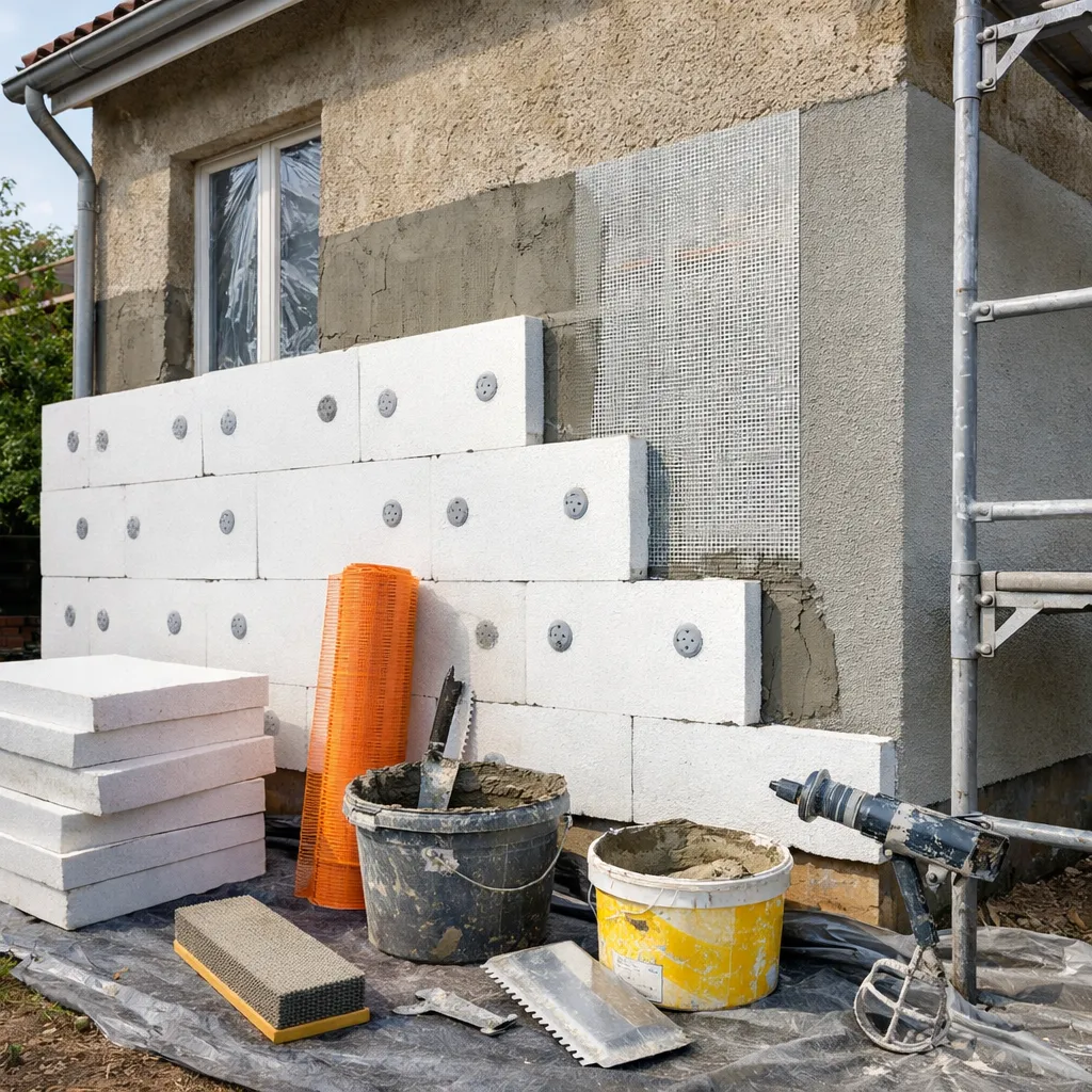 Isolation thermique par l'extérieur ITE sur façade en Île-de-France